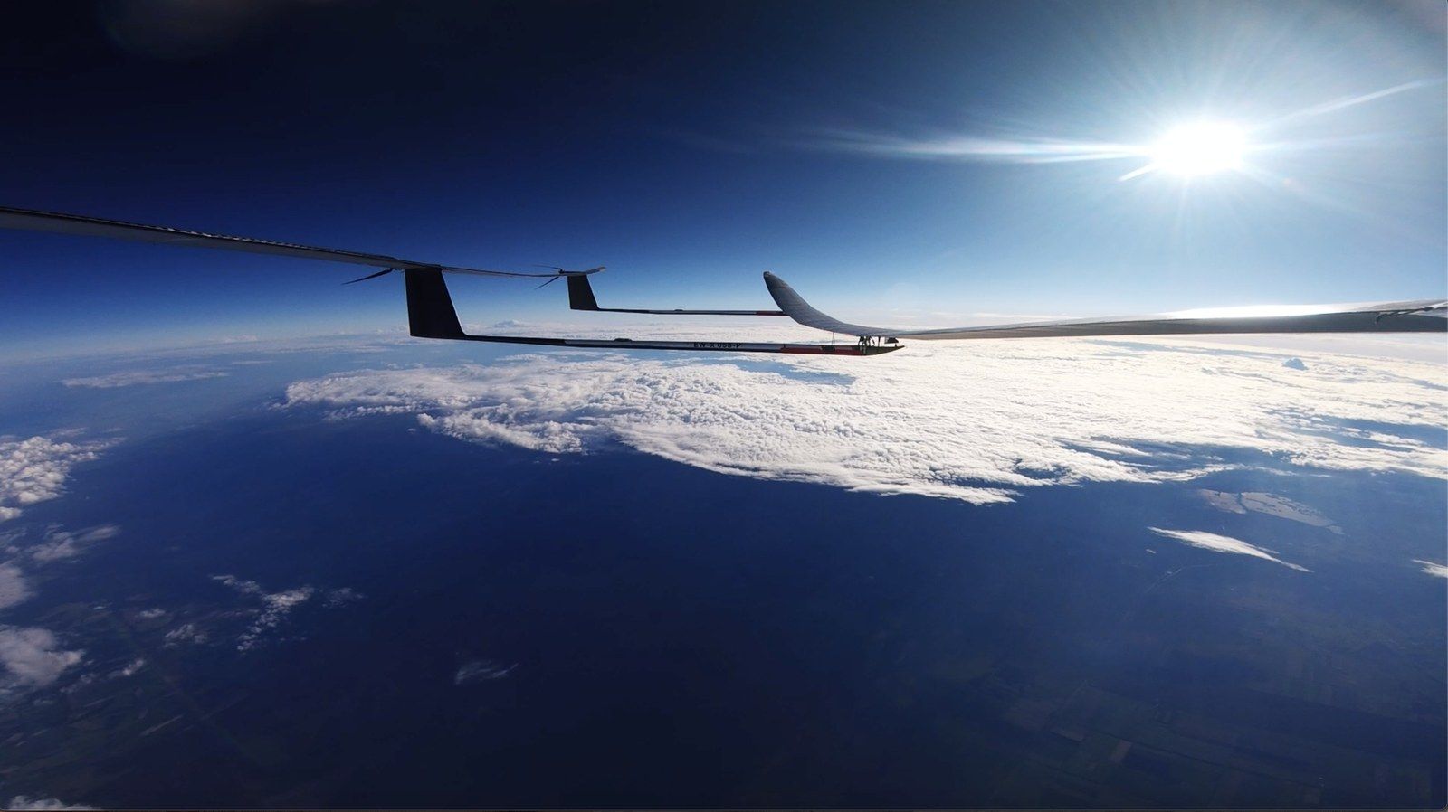 View from the HAPS wing in the stratosphere, high above the cloud layer